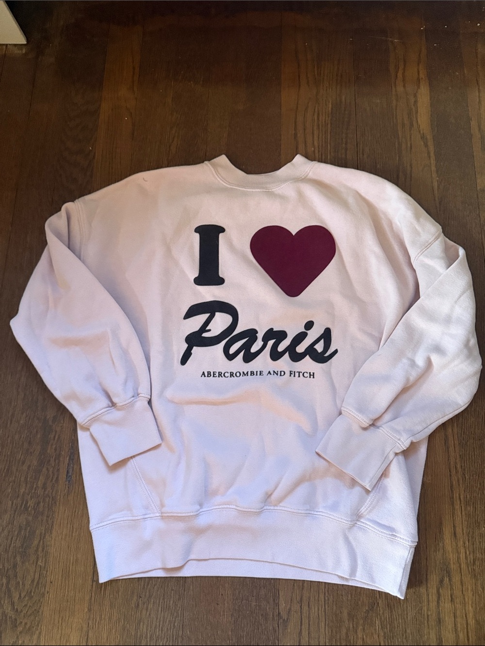 abercrombie kids light pink sweatshirt with maroon and black accents